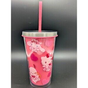 Zak Designs Hello Kitty & Cinnamoroll 17 oz Pink Insulated Tumbler Lid Straw